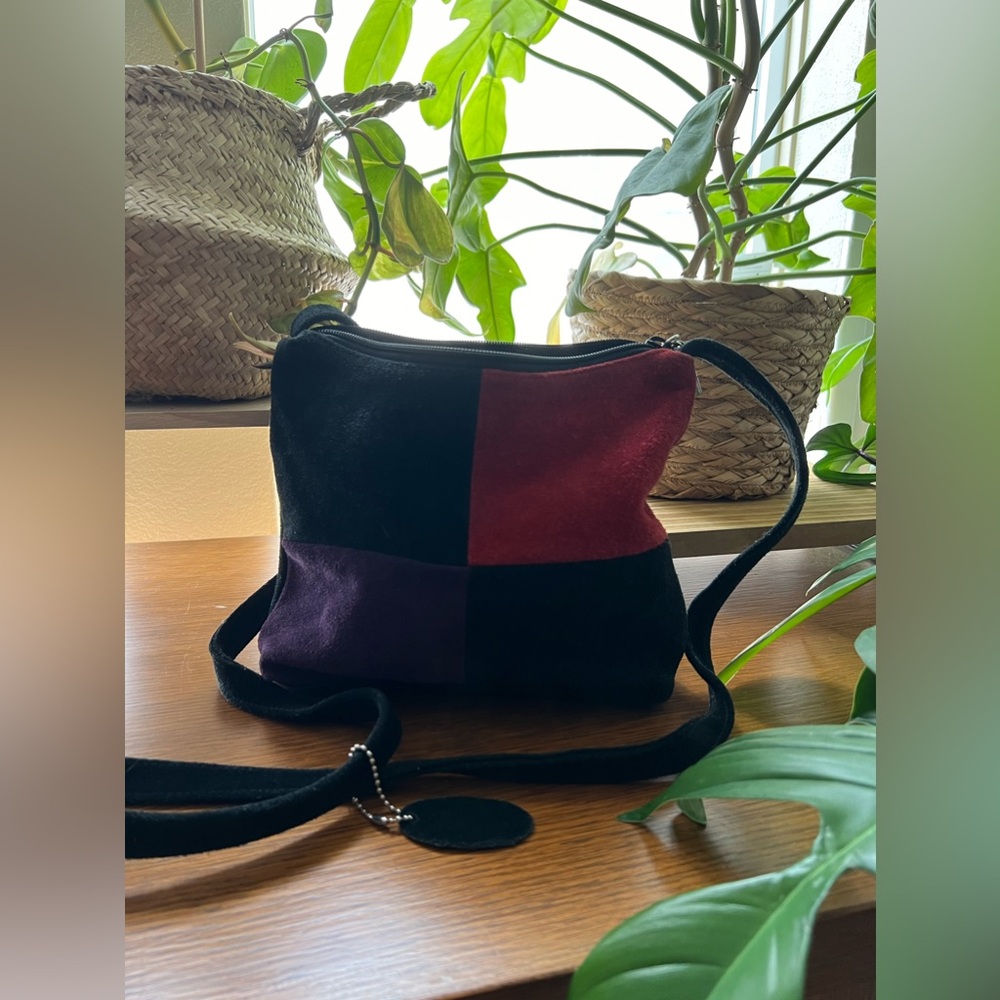 Non branded genuine suede leather crossbody